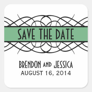 Green Deko Blühte Save the Date Stickers