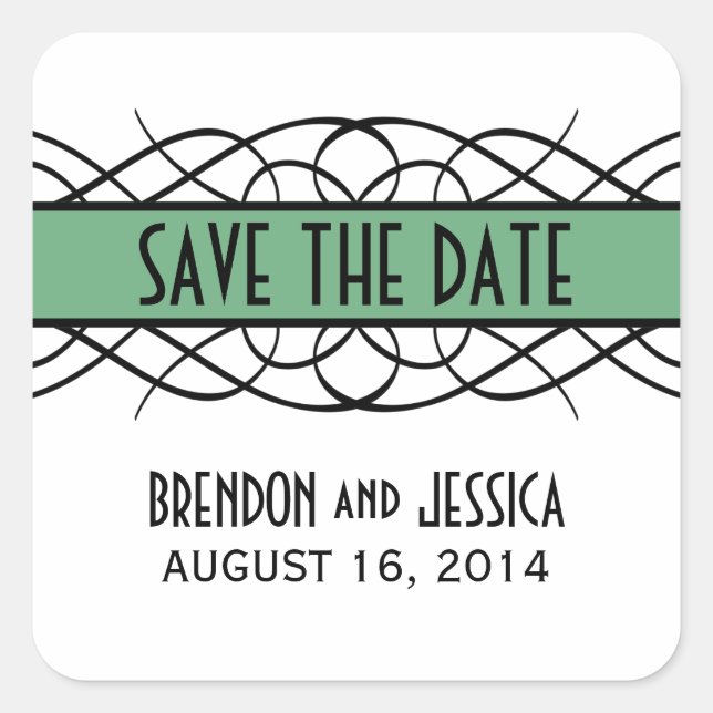Green Deko Blühte Save the Date Stickers (Vorderseite)
