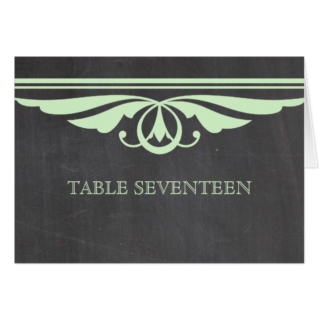 Green Deko Chalkboard Tischnummer Card (Vorderseite (Horizontal))
