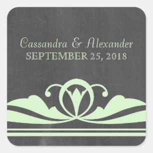Green Deko Chalkboard Wedding Stickers