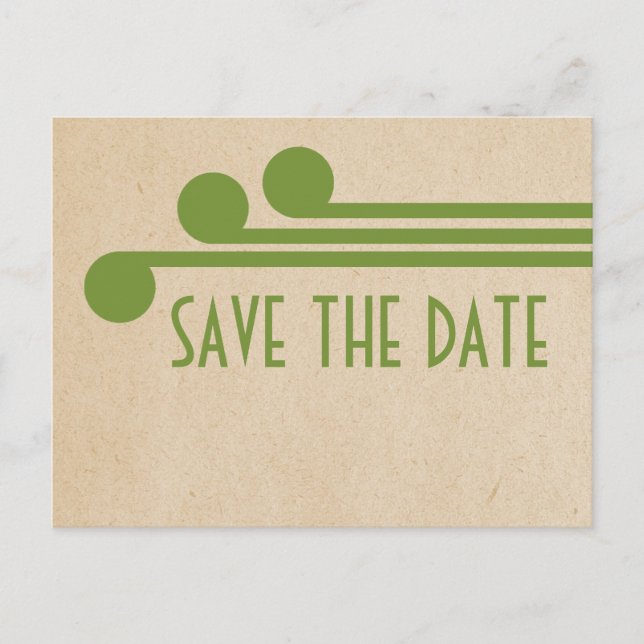 Green Deko Chic Save the Date Postcard Ankündigungspostkarte (Vorderseite)