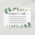 Green Delight Eucalyptus Honeymoon Wish Begleitkarte<br><div class="desc">Diese Green-Delight Eukalyptus Honeymoon Wunschzettel-Karte ist perfekt für eine einfache Hochzeit. Das Design bietet Aquarellfarben handgezeichnet elegante botanische Eukalyptuszweige und Blätter.</div>