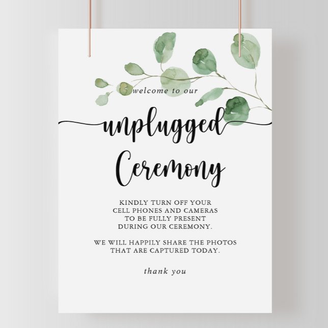 Green Delight Eucalyptus Unplugged Ceremony Sign Poster (Von Creator hochgeladen)