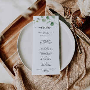 Green Delight Eukalyptus Calligraphy Dinner Menu Menükarte