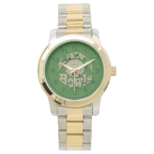 Green Denim Lawn Bowls, Mens Wristwatch Armbanduhr