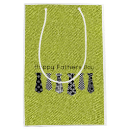 Green Denim Neck Ties Happy Vathers Day VATER Mittlere Geschenktüte