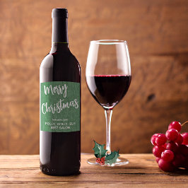 Green Denim White Script, Business Name Set 6 Weinetikett