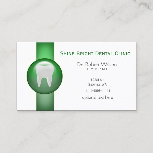 Green Dental Visitenkarten mit Terminkarte (Vorderseite)