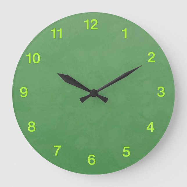Green Design with Green Digits Wall Clock Große Wanduhr (Vorderseite)