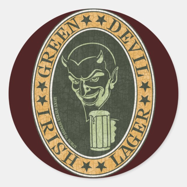 Green Devil Lager Runder Aufkleber (Vorderseite)