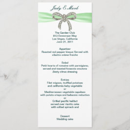 Green Diamond Bow Wedding Menu Card Menükarte