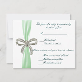 Green Diamond Bow Wedding Response Card RSVP Karte