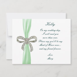Green Diamond Bow Wedding Trauzeugin Card Einladung