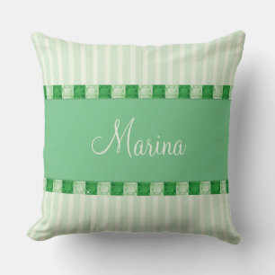 Green Diamond Customizable Name Jewel Gem Bling Kissen