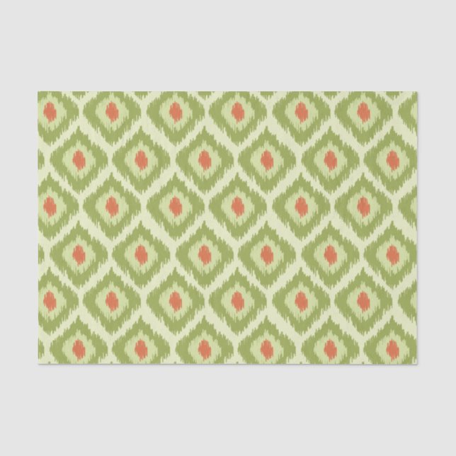 Green Diamond Ikat Pattern Seidenpapier (Vorderseite)