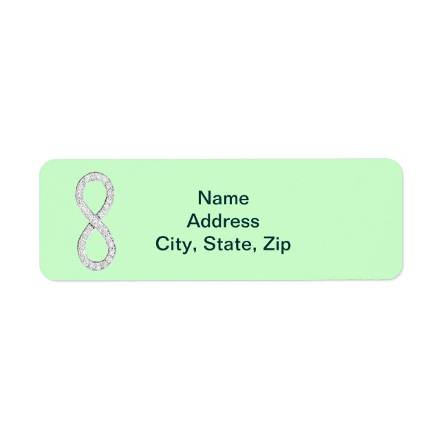 Green Diamond Infinity Wedding Address Labels (Vorne)