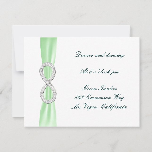 Green Diamond Infinity Wedding Card Einladung (Vorderseite)