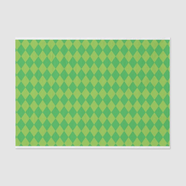 GREEN DIAMOND MARDI GRAS PATTERN SEIDENPAPIER (Vorderseite)