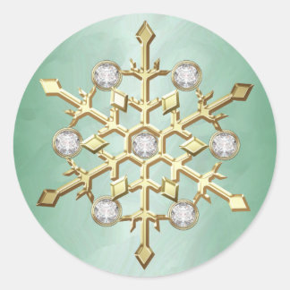 Green Diamond Weihnachtsschneeflocke Runder Aufkleber
