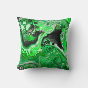 Green Digital Fluid Marble Art Kissen