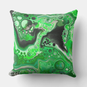 Green Digital Fluid Marble Art Kissen
