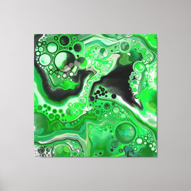 Green Digital Fluid Marble Art Leinwanddruck (Vorderseite)