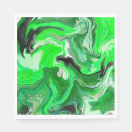 Green Digital Fluid Marble Art Serviette