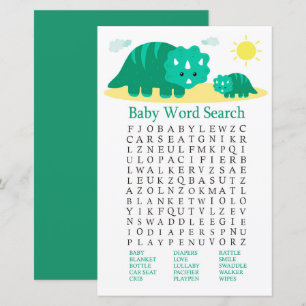 Green Dino Baby Shooter Word Search Game