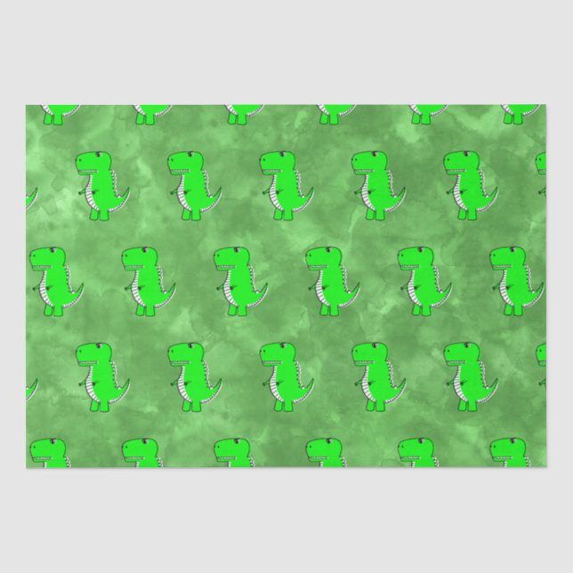 Green Dino Watercolor Kinderdusche Seidenpapier (Vorderseite)