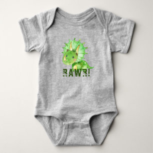 Green Dinosaur Baby Bodysuit Strampler