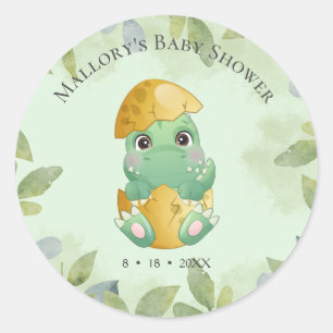 Green Dinosaur Boys Baby Dusche Runder Aufkleber
