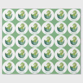 Green Dinosaur Custom Watercolor Happy Birthday Geschenkpapier