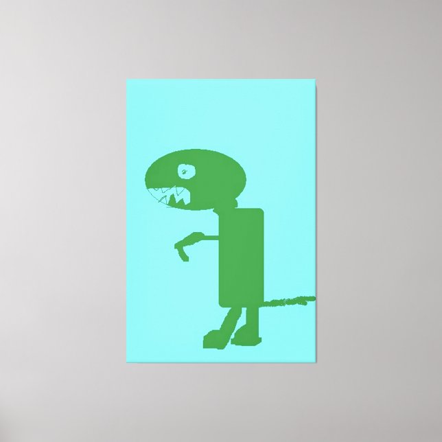 Green Dinosaur Dino Monster, Digital Kids Art:) Leinwanddruck (Vorderseite)