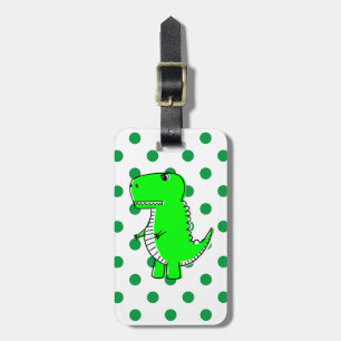 Green Dinosaur Green Polka Dots Gepäckanhänger