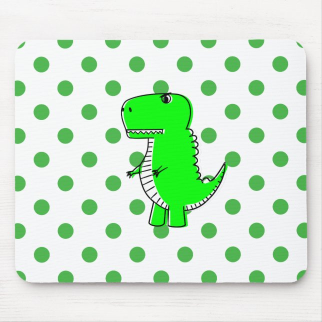 Green Dinosaur Green Polka Dots Mousepad (Vorne)