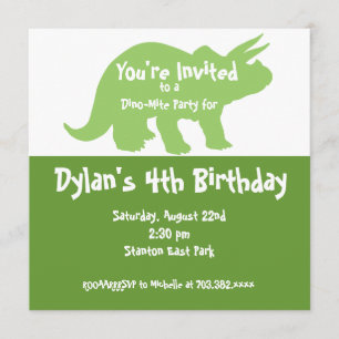 Green Dinosaur Invitations de fête d'anniversaire