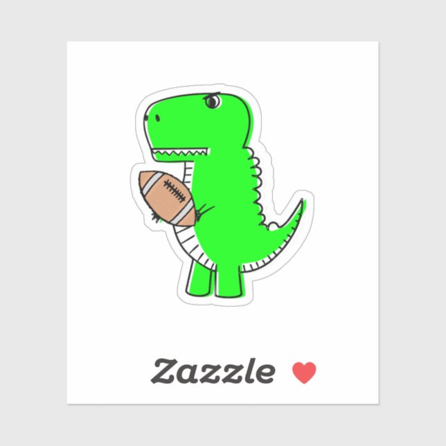 Green Dinosaur Lieben Football Aufkleber (Blatt)