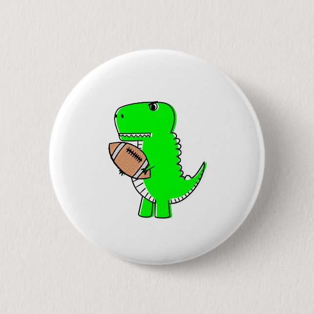 Green Dinosaur Lieben Football Button (Vorderseite)