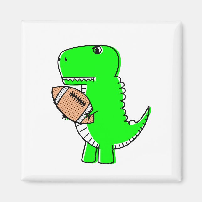 Green Dinosaur Lieben Football Magnet (Vorne)