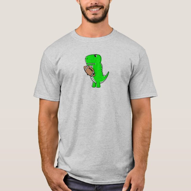 Green Dinosaur Lieben Football T-Shirt (Vorderseite)