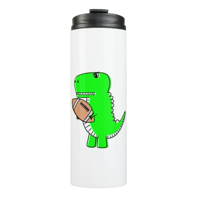 Green Dinosaur Lieben Football Thermosbecher (Vorderseite)