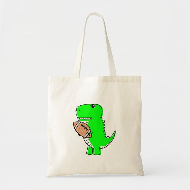 Green Dinosaur Lieben Football Tragetasche (Vorne)