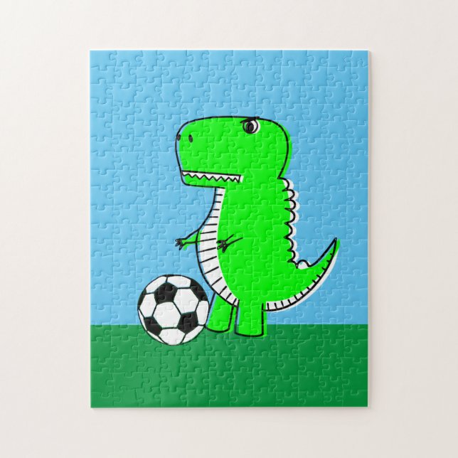 Green Dinosaur Lieben Fußball (Vertikal)