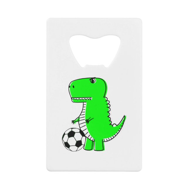 Green Dinosaur Lieben Fußball Geldbeutel Flaschenöffner (Vorderseite)
