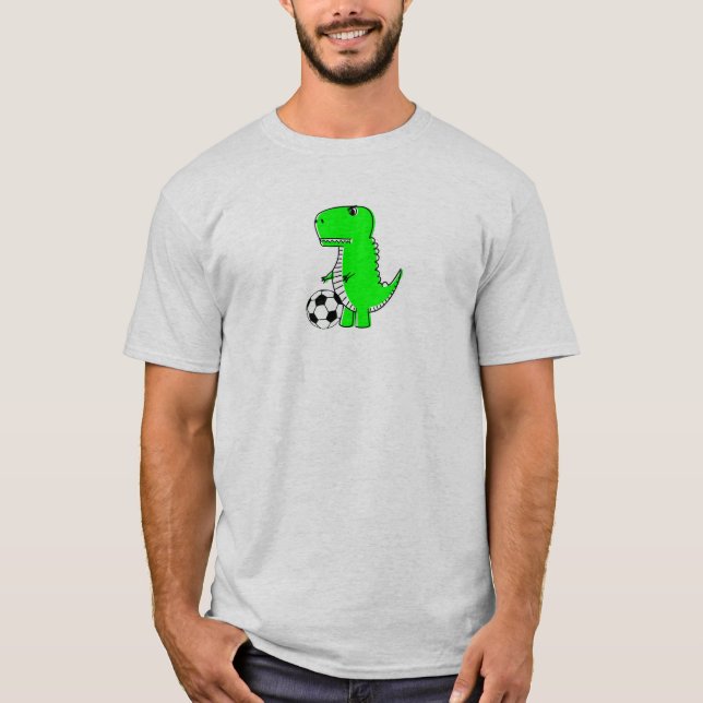 Green Dinosaur Lieben Fußball T-Shirt (Vorderseite)