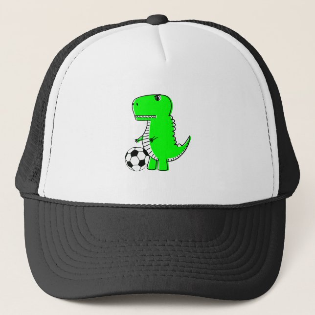 Green Dinosaur Lieben Fußball Truckerkappe (Vorderseite)