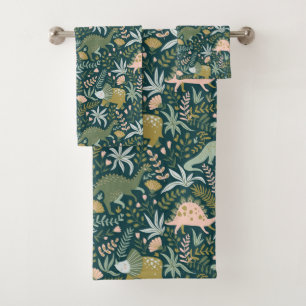 Green Dinosaur Muster Badhandtuch Set