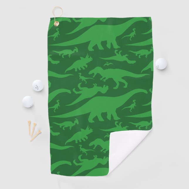 Green Dinosaur Muster Golfhandtuch (Insitu)