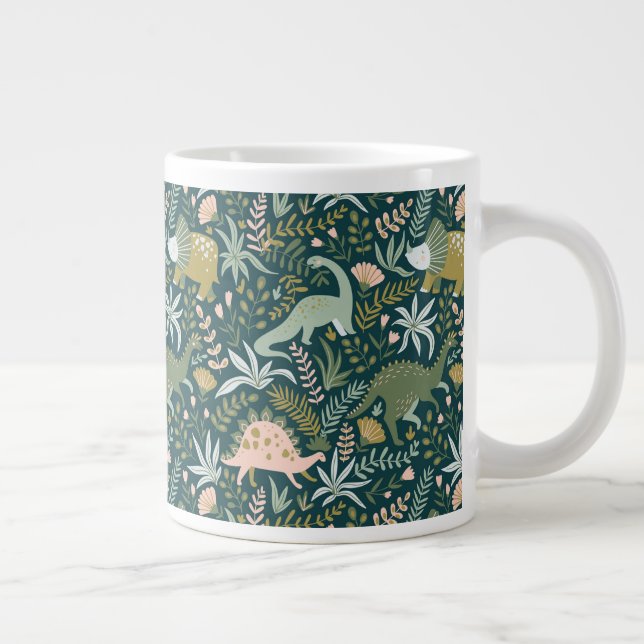 Green Dinosaur Muster Jumbo-Tasse (Rechts)
