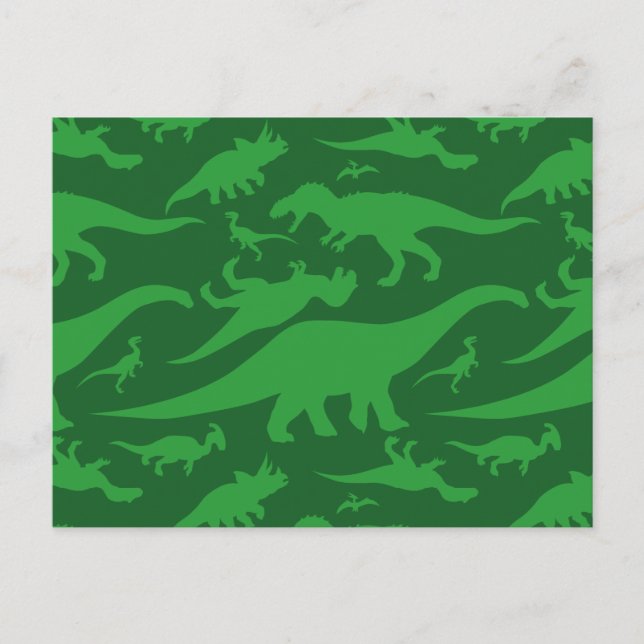 Green Dinosaur Muster Postkarte (Vorderseite)